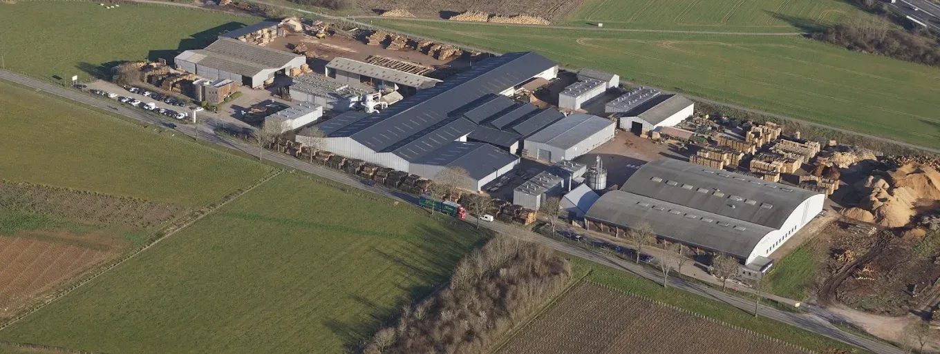 vue aérienne des locaux des Scieries réunies du chalonnais