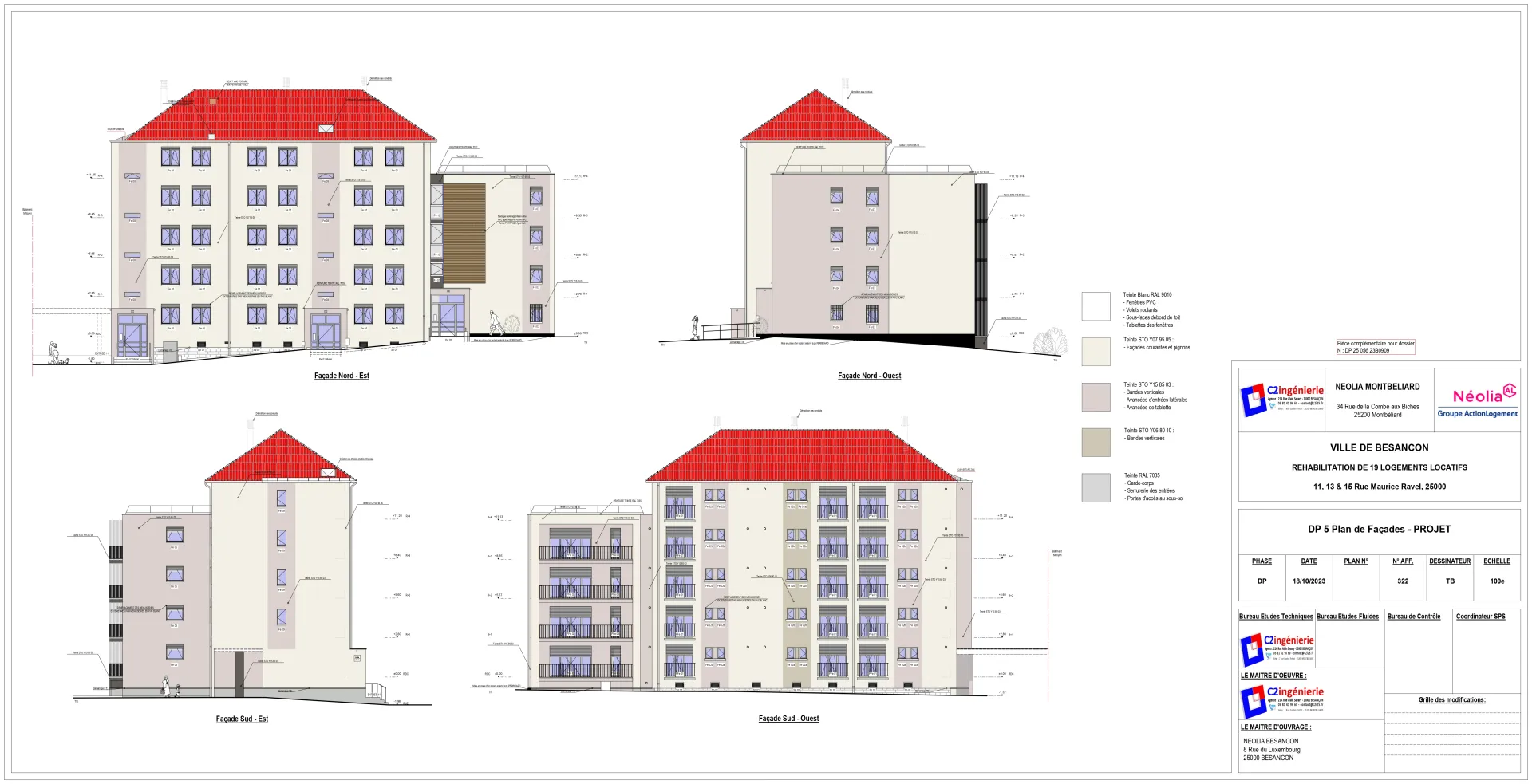 Plan des façades rénovées