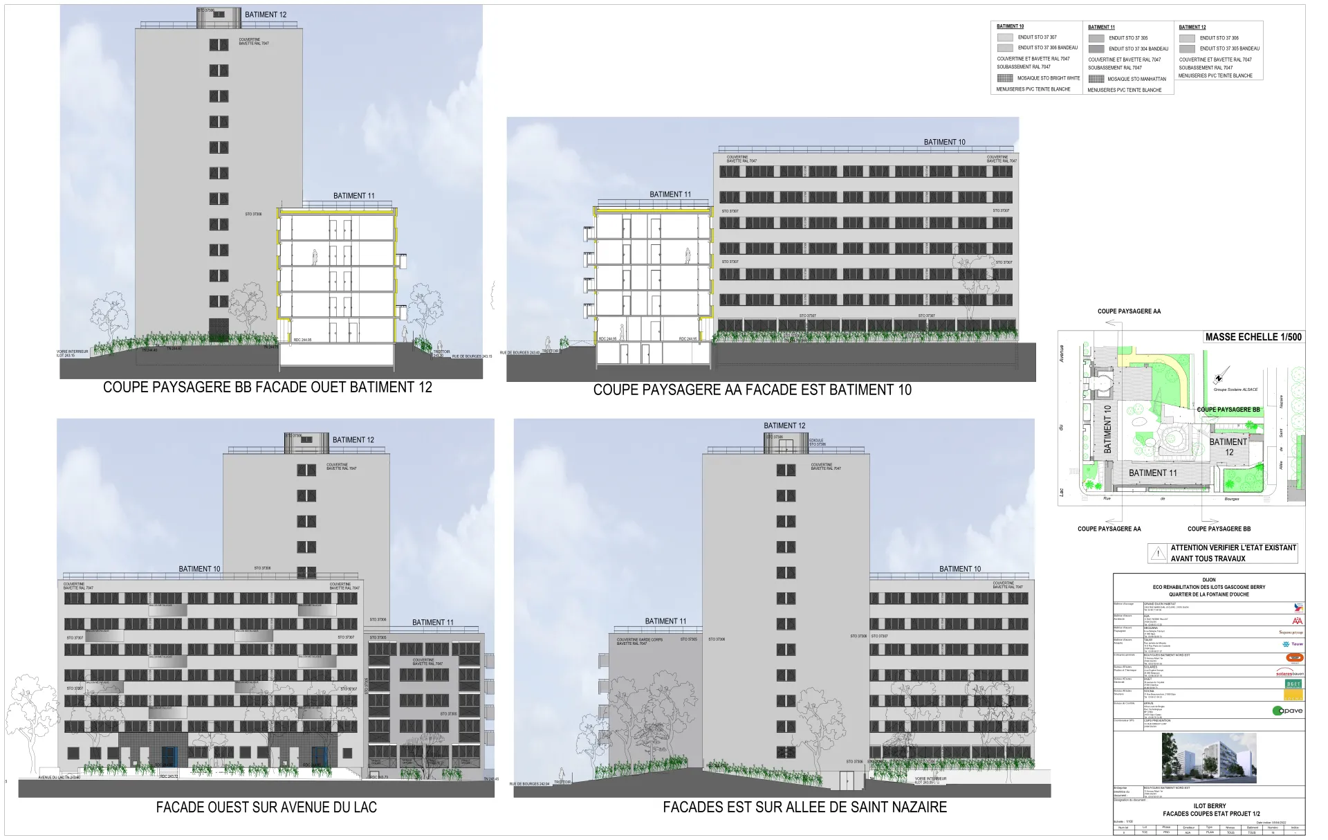 Plan façades coupes Ilot Berry à Dijon