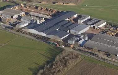 vue aérienne des locaux des Scieries réunies du chalonnais